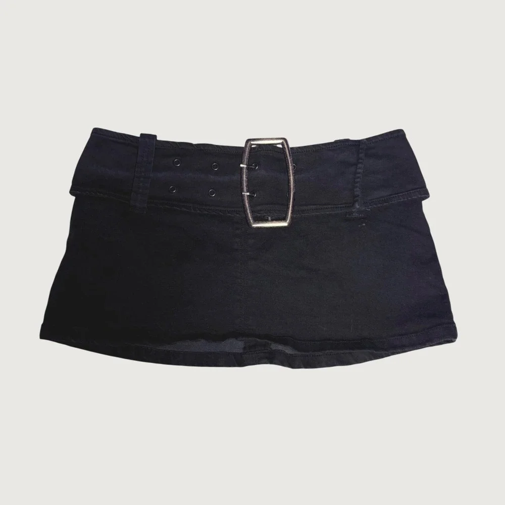 Y2K Silence + Noise Scene Black Belted Micro Mini Skirt Low Rise Micro #16